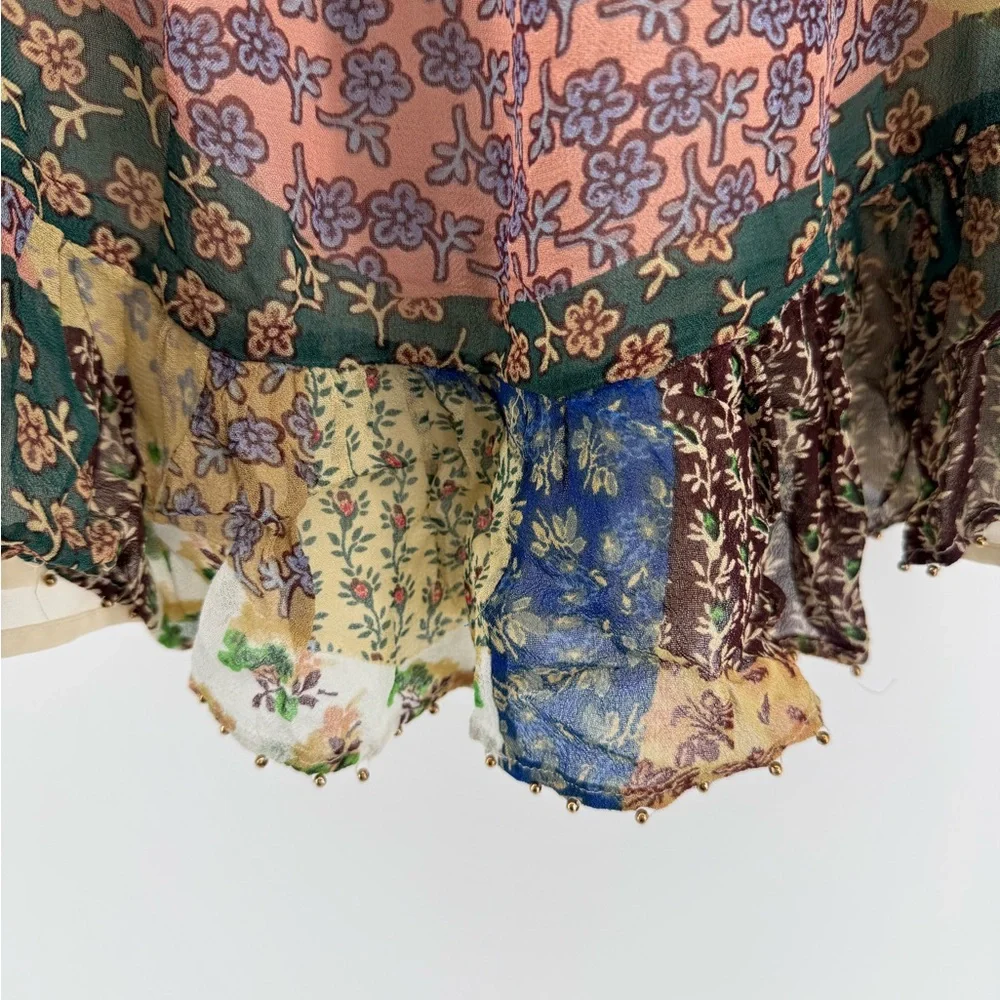 Anthropologie Floreat Multicolor Patchwork Blouse - Picture 4 of 9
